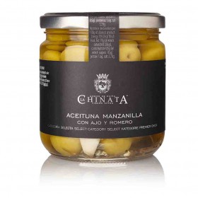 Eingelegte "Manzanilla" Oliven in Knoblauch und Rosmarin 350g